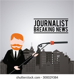 Journalist illustration over color background