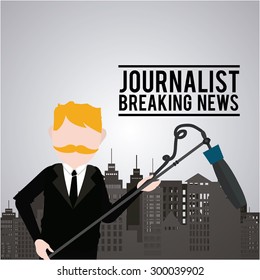 Journalist illustration over color background