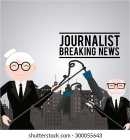 Journalist illustration over color background