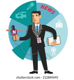 Journalist interviews. illustration
