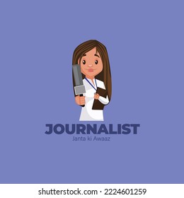 Journalist janta ki awaaz vector mascot logo template.