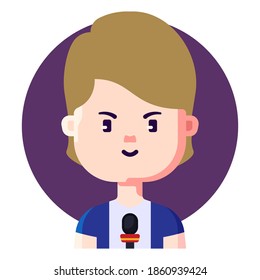 Journalist job and profession avatar icon. Profile picture for user interface.