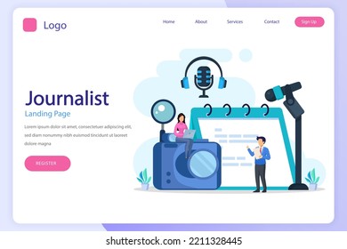 Journalist Landing Page Website Flat Vector Template