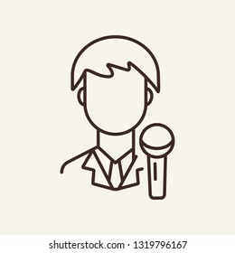 Journalist line icon. Avatar, man, microphone, reporter. Mass media concept. Can be used for topics like report, job, occupation