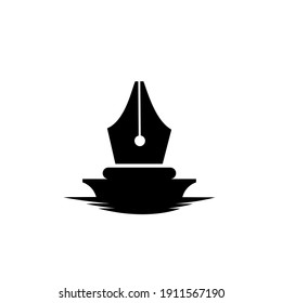 journalist logo concept sail boat and pen nib elements. flat design isolated on white background suitable for press writer business