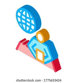Journalist Man Icon Vector. Isometric Journalist Man isometric sign. color isolated symbol illustration