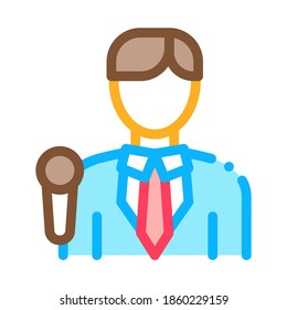 Journalist Man Icon Vector. Outline Journalist Man Sign. Isolated Contour Symbol Illustration