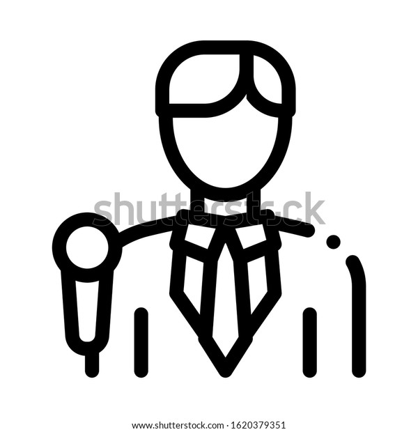 Journalist Man Icon Vector. Outline\
Journalist Man Sign. Isolated Contour Symbol\
Illustration