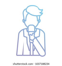 Journalist Man With Microphone icon over white background colorful design vector illustration