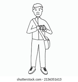 journalist man vector illustration. white background. casual