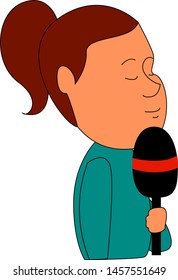 Journalist mit Mikrofon, Illustration, Vektorgrafik auf weißem Hintergrund.