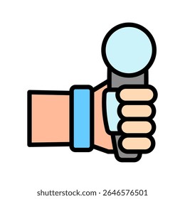 Journalist mini illustration outline color icon, use for journalist, broadcasting, news and media UI, UX kit, app and web development, digital or print.
