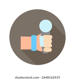 Ícone de cor plana arredondado da ilustração mini do jornalista, uso para o jornalista, a radiodifusão, a UI de notícias e mídia, o kit do UX, o desenvolvimento do aplicativo e da web, digital ou impresso.