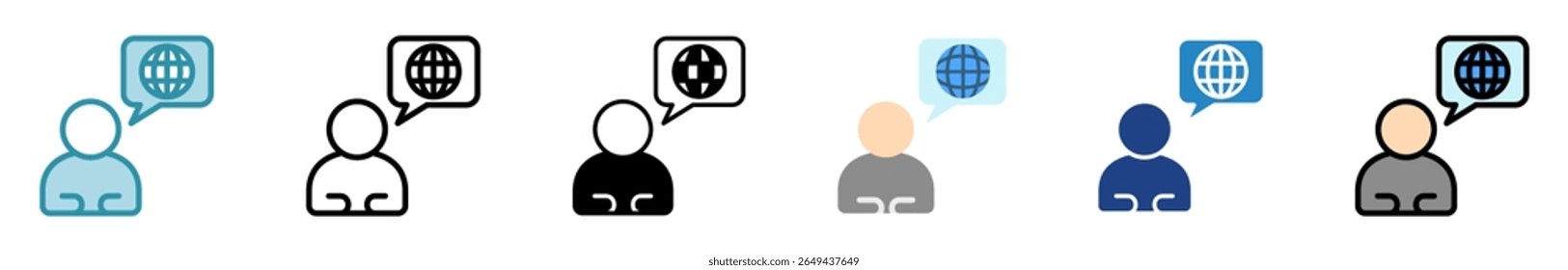 Journalist im Multi-Stil, Mini-Illustration Symbolsatz. Kontur, flach, Glyphe, Linienfarbe. Vektor für UI, UX, App, Web, digital oder Print. Verwandt mit Journalisten, Rundfunk, Nachrichten und Medien 