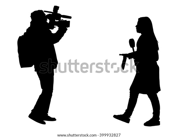 Journalist News Reporter Interview Camera Crew Stock Vector (Royalty ...