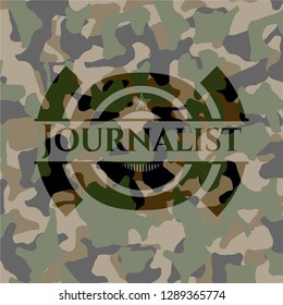 Journalist on camouflage pattern