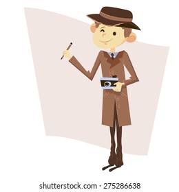 Journalist/ paparazzi/ boy in cute vector illustration