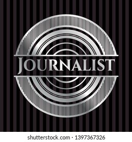 Journalist silvery badge or emblem. Vector Illustration. Mosaic.