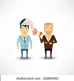journalist tells the man in the news speaker