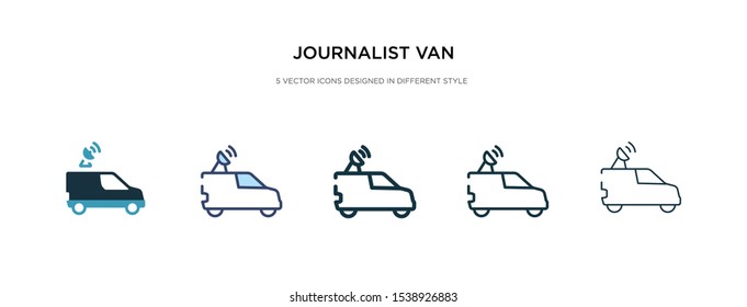 journalist van icon in different style vector illustration. two colored and black journalist van vector icons designed in filled, outline, line and stroke style can be used for web, mobile, ui