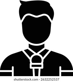 Ícone de vetor de jornalista. Pode ser usado para impressão, aplicativos móveis e da Web.