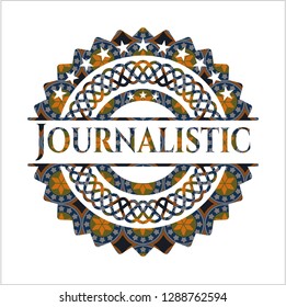 Journalistic arabesque style emblem. arabic decoration.
