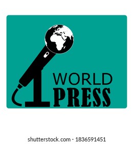 journalistic icon with globe mic