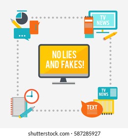 Journalistic infographic design concept with reporter elements and correspondent equipment in flat style vector illustration