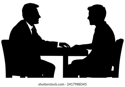Journalists are interviewing silhouette,Press conference of reporters,Silhouette of interviewing Journalists. 
