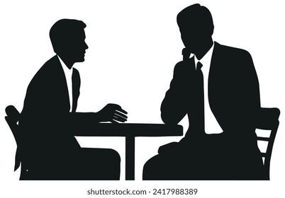 Journalists are interviewing silhouette,Press conference of reporters,Silhouette of interviewing Journalists. 
