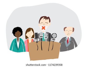 Journalists making interview with businessman or politician,
Businessman at Press Conference
