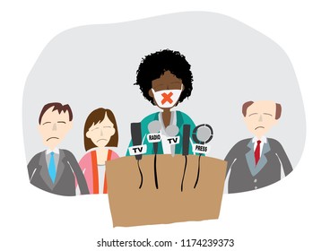 Journalists making interview with businessman or politician,
Businessman at Press Conference
