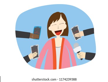 Journalists making interview with businessman or politician,
Businessman at Press Conference
