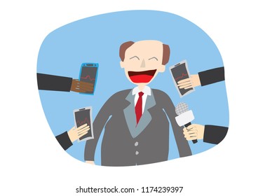 Journalists making interview with businessman or politician,
Businessman at Press Conference
