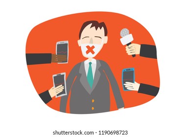 Journalists making interview with businessman or politician,
Businessman at Press Conference
