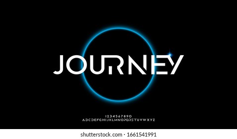 Journey, an abstract technology science alphabet font. digital space typography vector illustration design