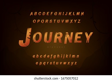 Journey And Adventure Theme Alphabet Font Set With Uppercase And  Lowercase