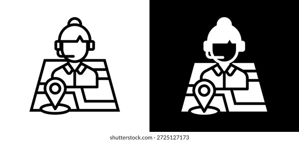 Ícone do Assistente de viagem branco Ilustração de vetor em preto
