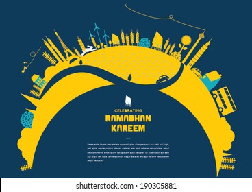 Journey back to home during festive season/ Festive/ celebration/ Islamic new year design background. Ramadan Kareem literally means celebration day