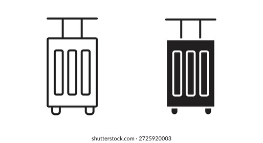 Symbole für Reisetaschen. Lineares Vektorsymbol einzeln auf weißem Hintergrund.
