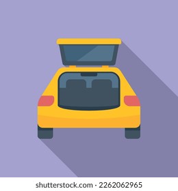 Reisen Auto Stamm Symbol flach Vektorgrafik. Offenes Fahrzeug. Rückreise