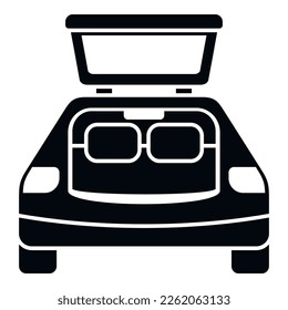 Journey car trunk icon simple vector. Open vehicle. Travel back