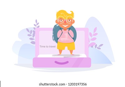 Journey. Concept. Going on the road. Suitcase Vector. Cartoon. Isolated art on white background. Flat