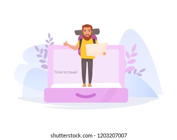 Journey. Concept. Going on the road. Suitcase Vector. Cartoon. Isolated art on white background. Flat
