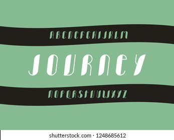 Journey cursive font. Vector alphabet letters. Typeface design. 