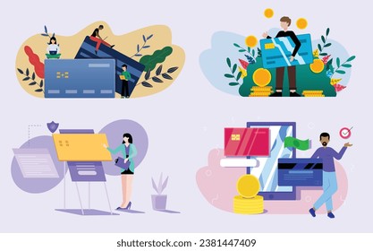 Journey to Financial Freedom: Vector Illustration Collection of Credit Cards