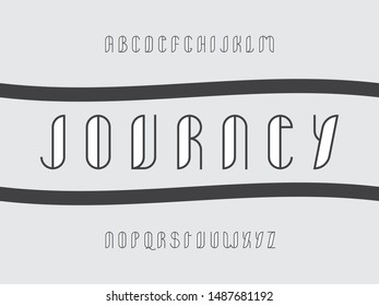 Journey font. Vector alphabet letters. Typeface design. Typography Graphic