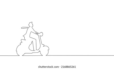 The journey forward. Businessman driving a motorcycle along the way. Business idea