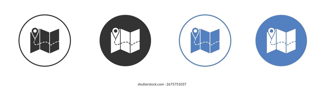 Journey icon collection for app in black and blue colors