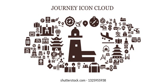 journey icon set. 93 filled journey icons.  Collection Of - Split point, Compass, Gps, Canyon, Gym bag, Hot air balloon, Street, Tunnel, Suitcase, Flipdrive, Berlin, Destination